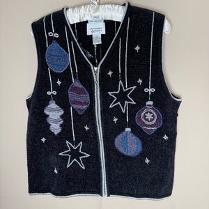 NWT Vintage Christopher & Banks Sweater Vest Womens Medium Christmas Y2K